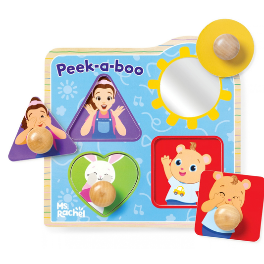 Melissa & Doug Ms. Rachel Wooden Peek-a-Boo Jumbo Peg Puzzle (50356)