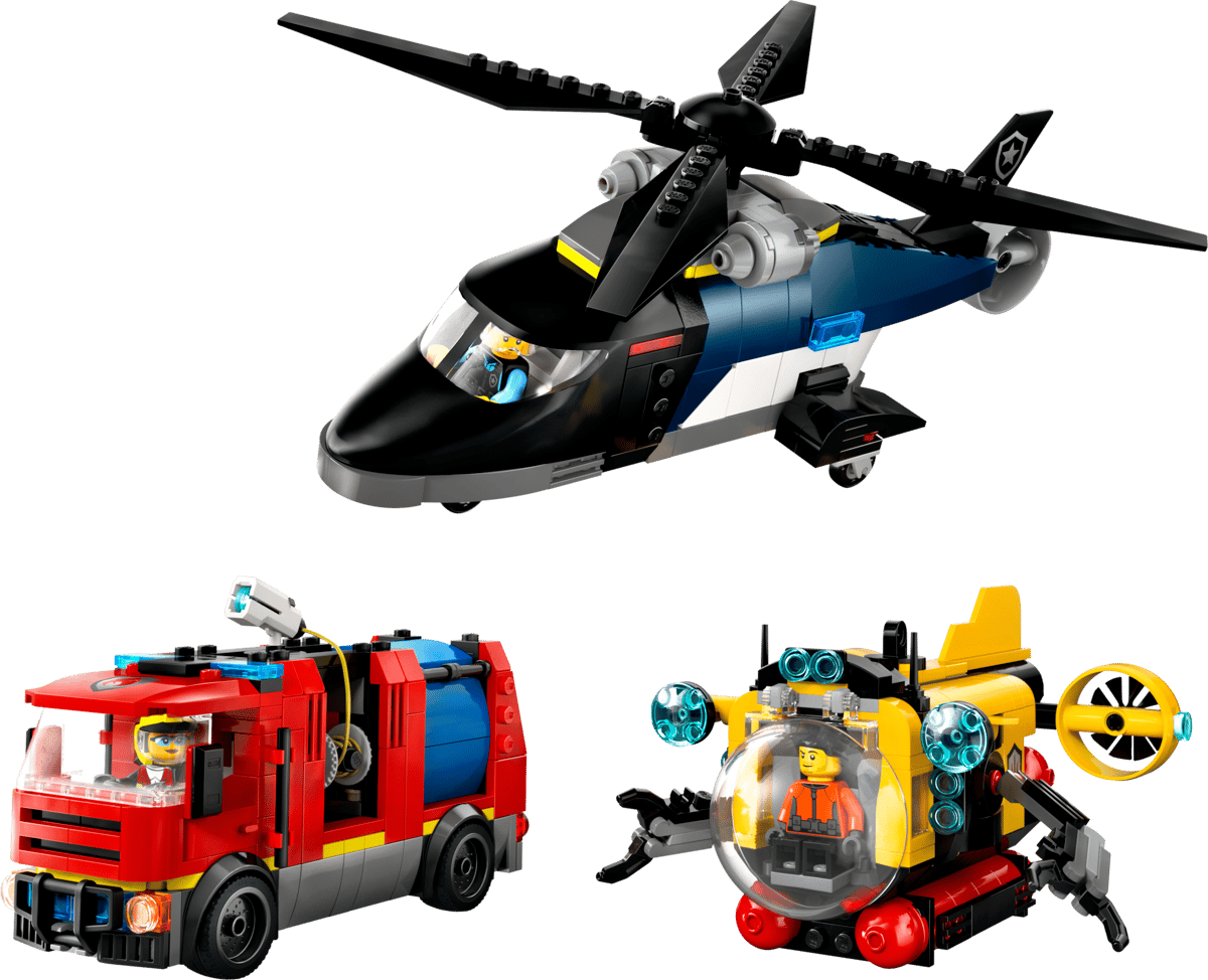 Lego 60462 Helicopter, Fire Truck & Submarine Remix