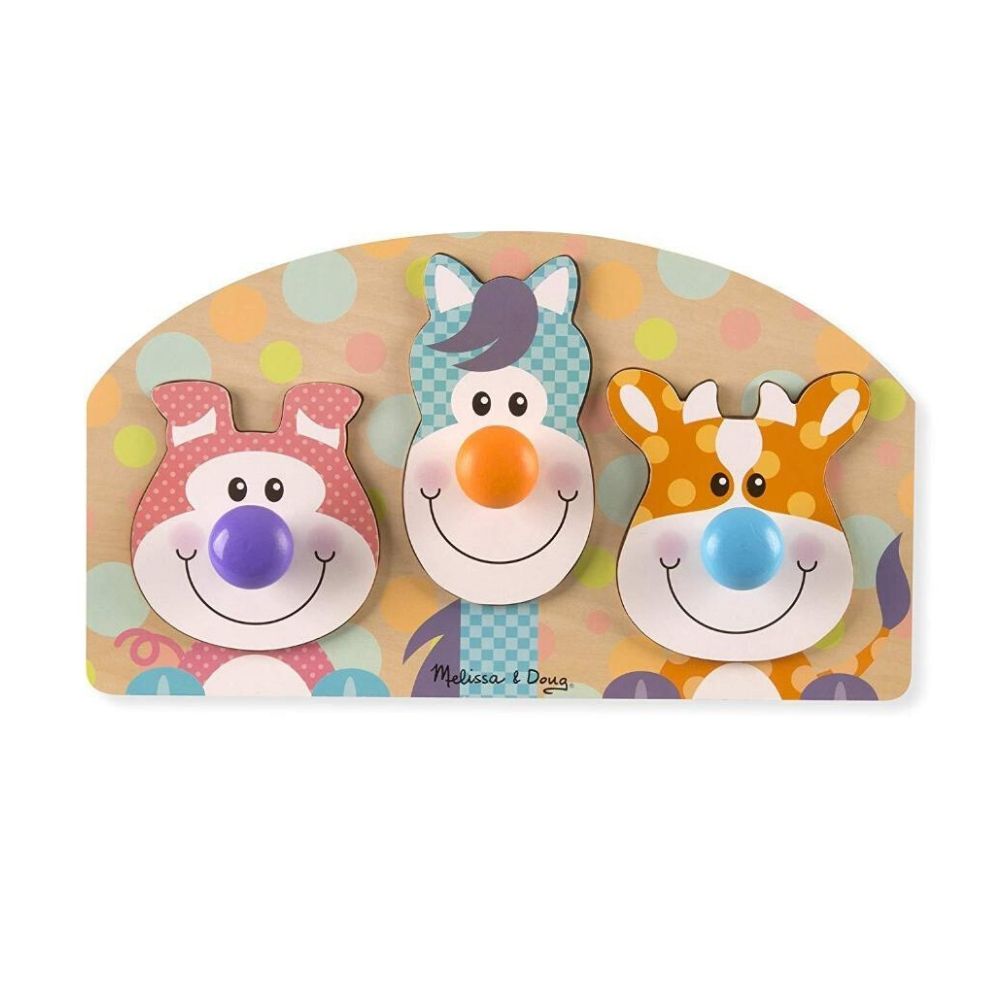 Melissa & Doug First Play Wooden Jumbo Knob Farm Animal Puzzle