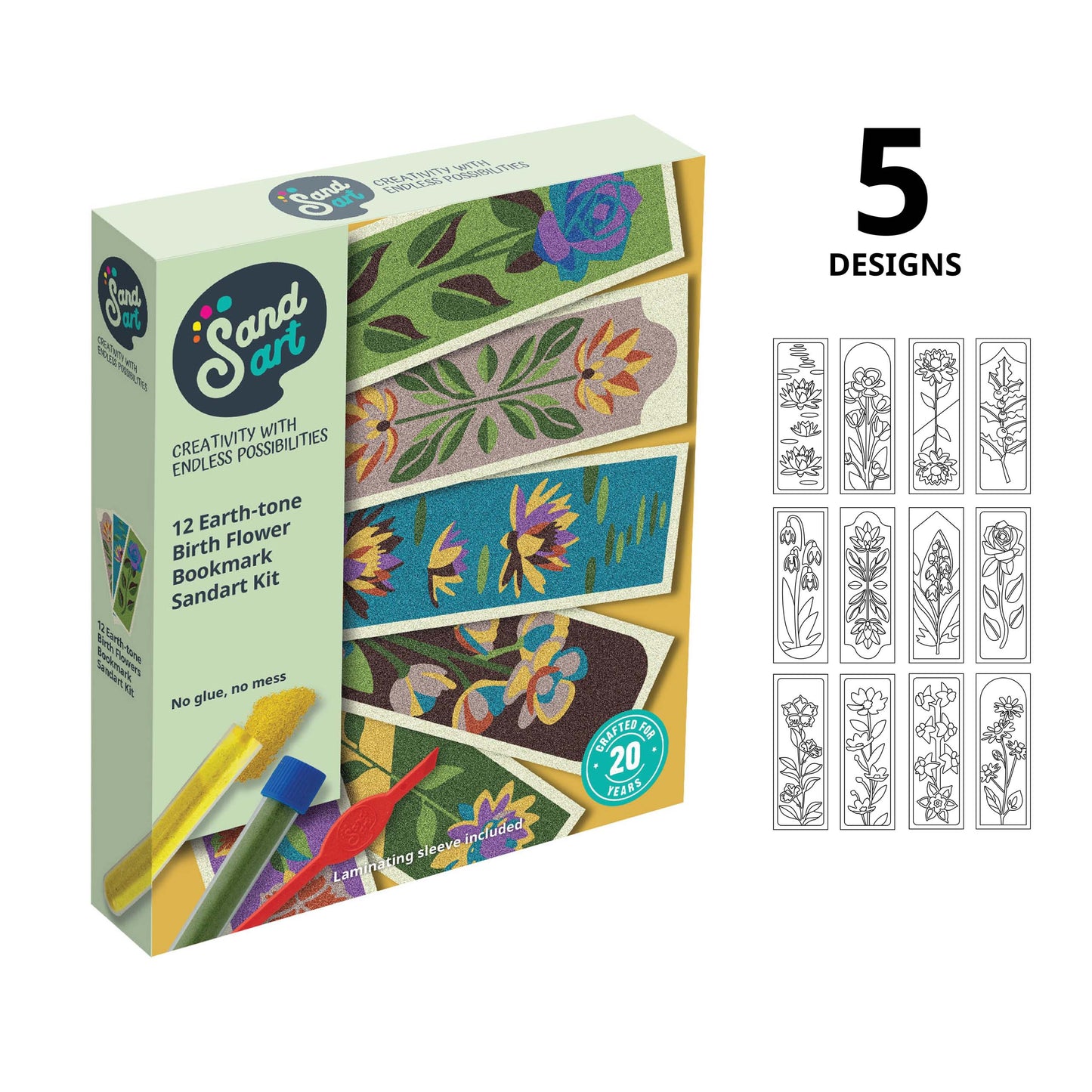 SandArt Earth-tone Birth Flower Bookmark Kit