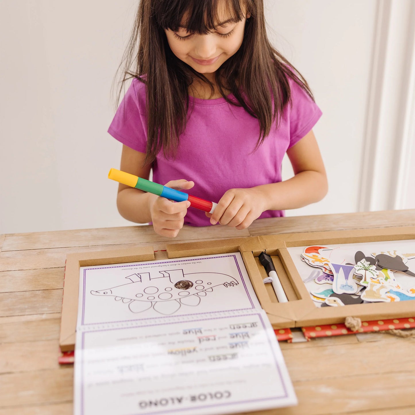 Melissa & Doug Play, Draw, Create Reusable Drawing & Magnet Kit – Dinosaurs