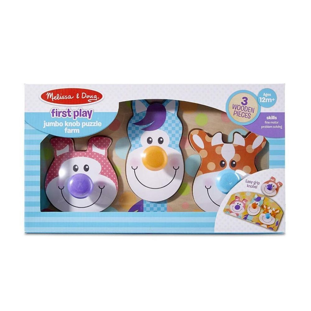 Melissa & Doug First Play Wooden Jumbo Knob Farm Animal Puzzle
