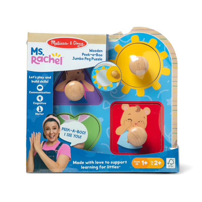 Ms Rachel Wooden Peek-a-Boo Jumbo Peg Puzzle 50356