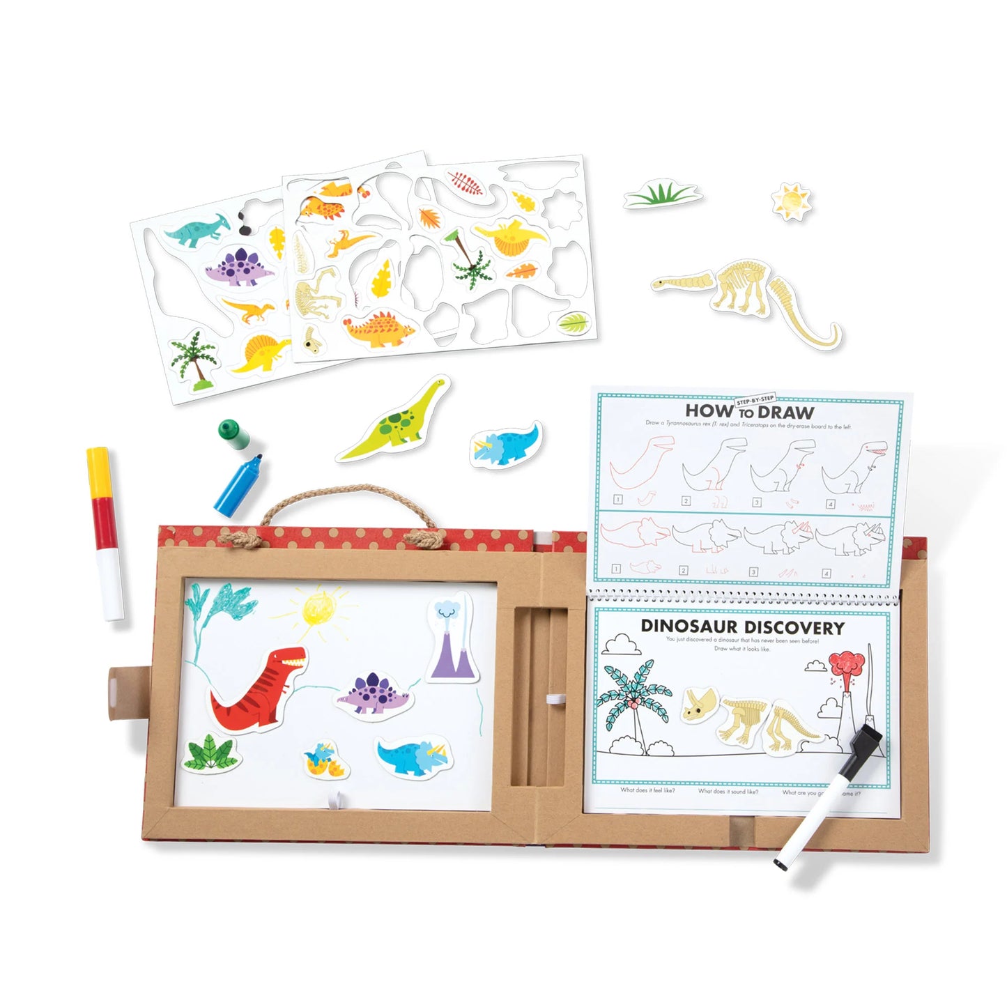 Melissa & Doug Play, Draw, Create Reusable Drawing & Magnet Kit – Dinosaurs
